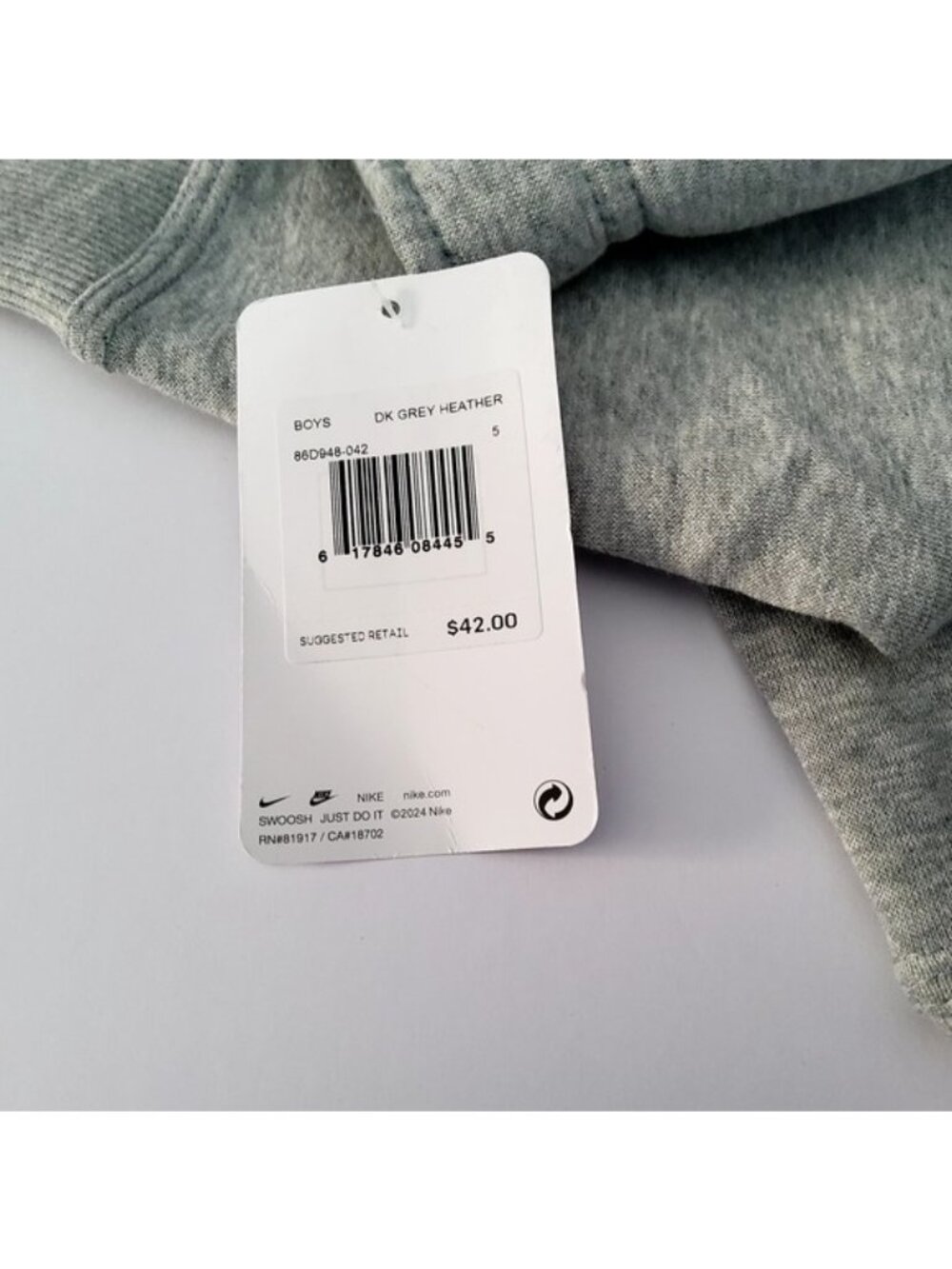 NIKE Boys Little Fleece Jogger Pants Grey Black 86D948 042 - Sz 5 relaxed fit - Picture 2 of 6